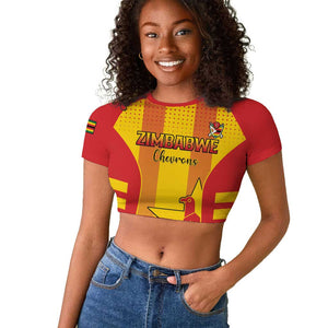 Custom Zimbabwe Cricket Raglan Cropped T shirt Sporty Style - African Pride