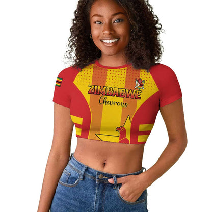 Custom Zimbabwe Cricket Raglan Cropped T shirt Sporty Style - African Pride
