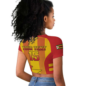Custom Zimbabwe Cricket Raglan Cropped T shirt Sporty Style - African Pride