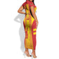 Custom Zimbabwe Cricket Short Sleeve Bodycon Dress Sporty Style - African Pride