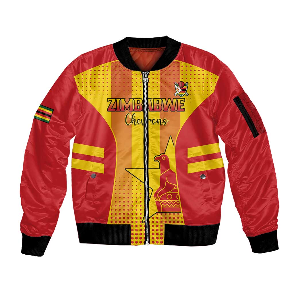 Custom Zimbabwe Cricket Sleeve Zip Bomber Jacket Sporty Style - African Pride