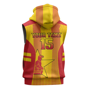 Custom Zimbabwe Cricket Sleeveless Hoodie Sporty Style - African Pride
