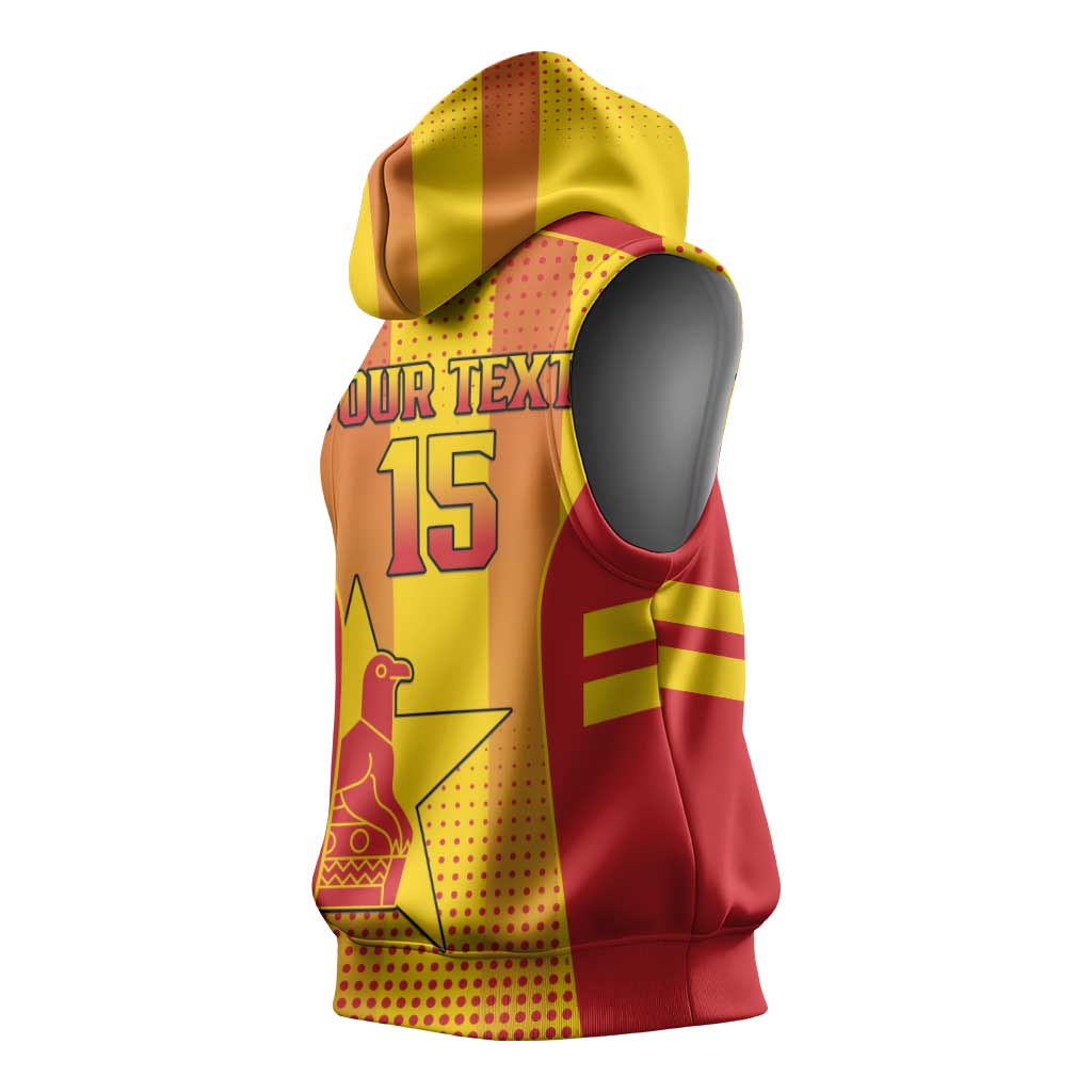 Custom Zimbabwe Cricket Sleeveless Hoodie Sporty Style - African Pride