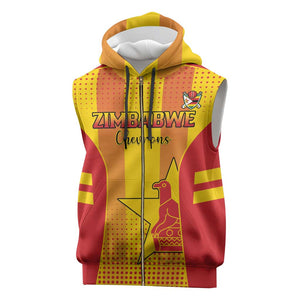 Custom Zimbabwe Cricket Sleeveless Zip Hoodie Sporty Style - African Pride
