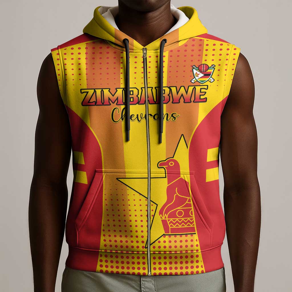 Custom Zimbabwe Cricket Sleeveless Zip Hoodie Sporty Style - African Pride