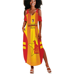 Custom Zimbabwe Cricket Summer Maxi Dress Sporty Style - African Pride