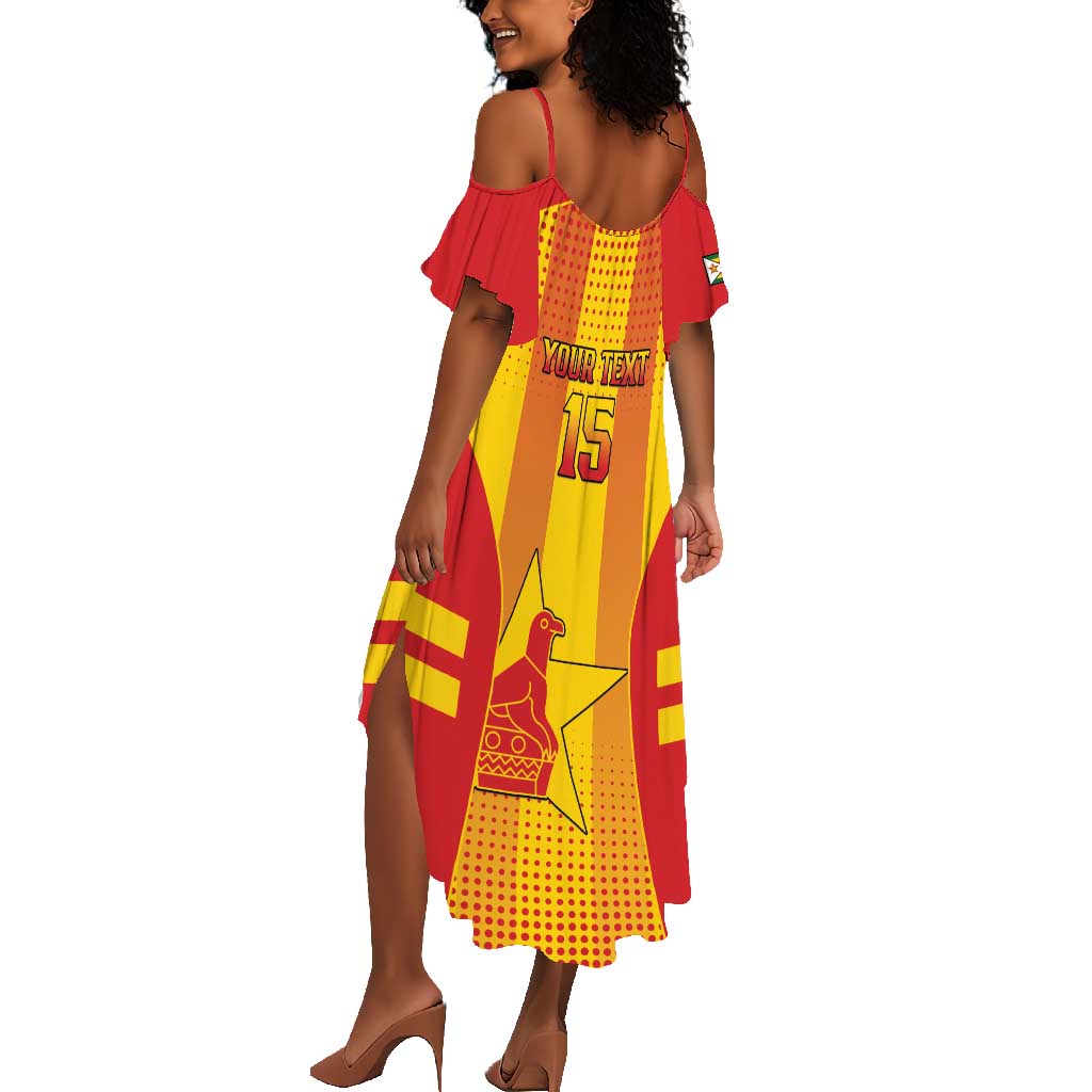Custom Zimbabwe Cricket Summer Maxi Dress Sporty Style - African Pride
