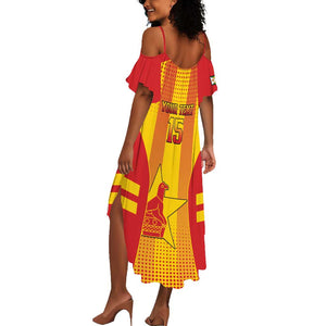 Custom Zimbabwe Cricket Summer Maxi Dress Sporty Style - African Pride