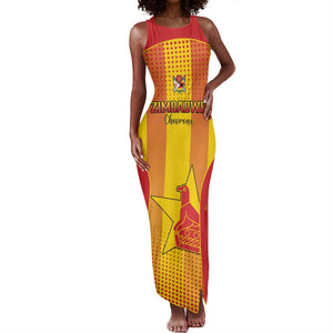 Custom Zimbabwe Cricket Tank Maxi Dress Sporty Style - African Pride