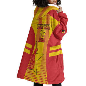 Custom Zimbabwe Cricket Wearable Blanket Hoodie Sporty Style - African Pride