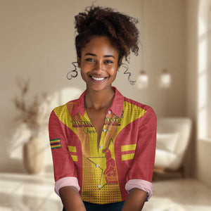Custom Zimbabwe Cricket Women Casual Shirt Sporty Style - African Pride