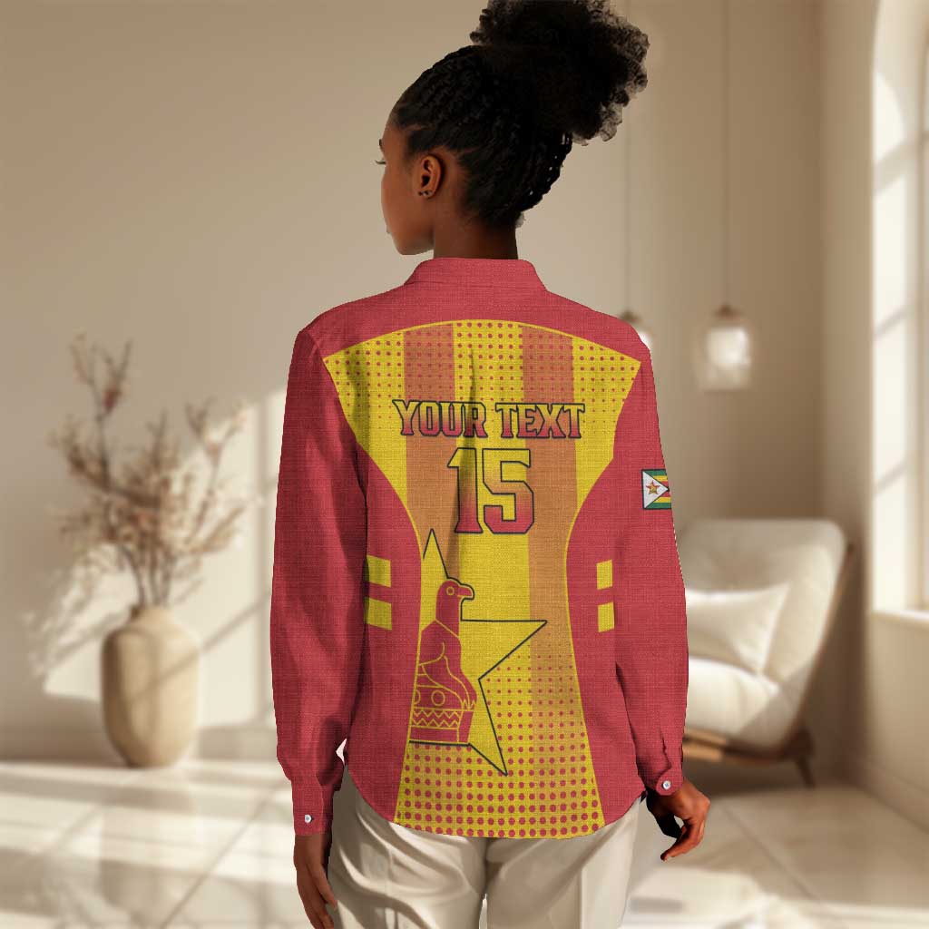 Custom Zimbabwe Cricket Women Casual Shirt Sporty Style - African Pride