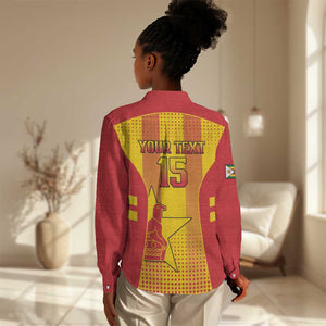 Custom Zimbabwe Cricket Women Casual Shirt Sporty Style - African Pride