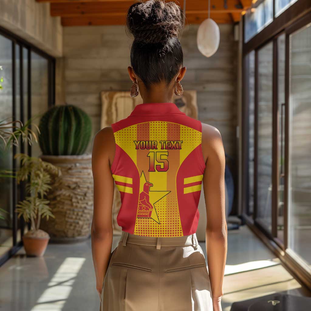 Custom Zimbabwe Cricket Women Sleeveless Polo Shirt Sporty Style - African Pride