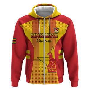 Custom Zimbabwe Cricket Zip Hoodie Sporty Style - African Pride