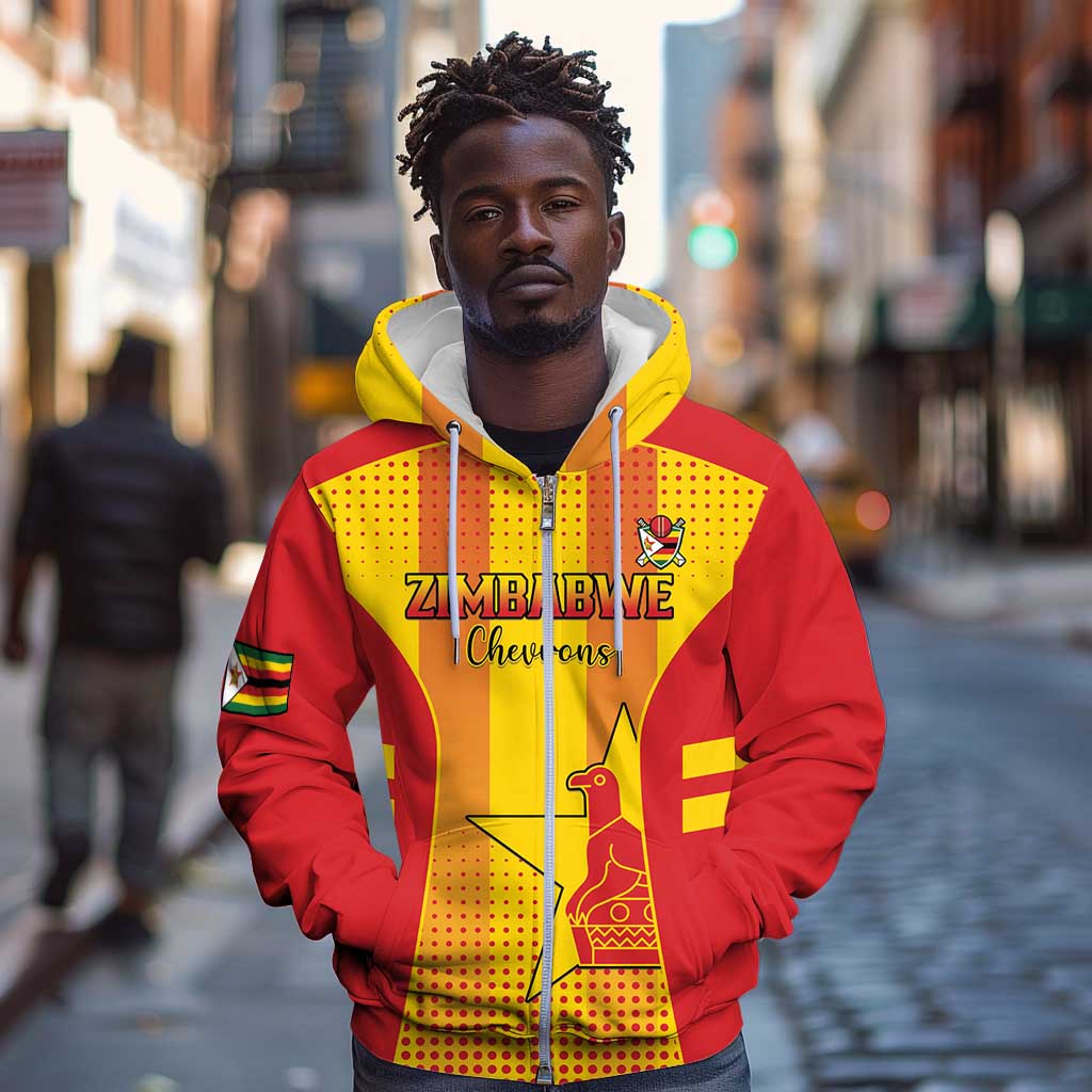 Custom Zimbabwe Cricket Zip Hoodie Sporty Style - African Pride