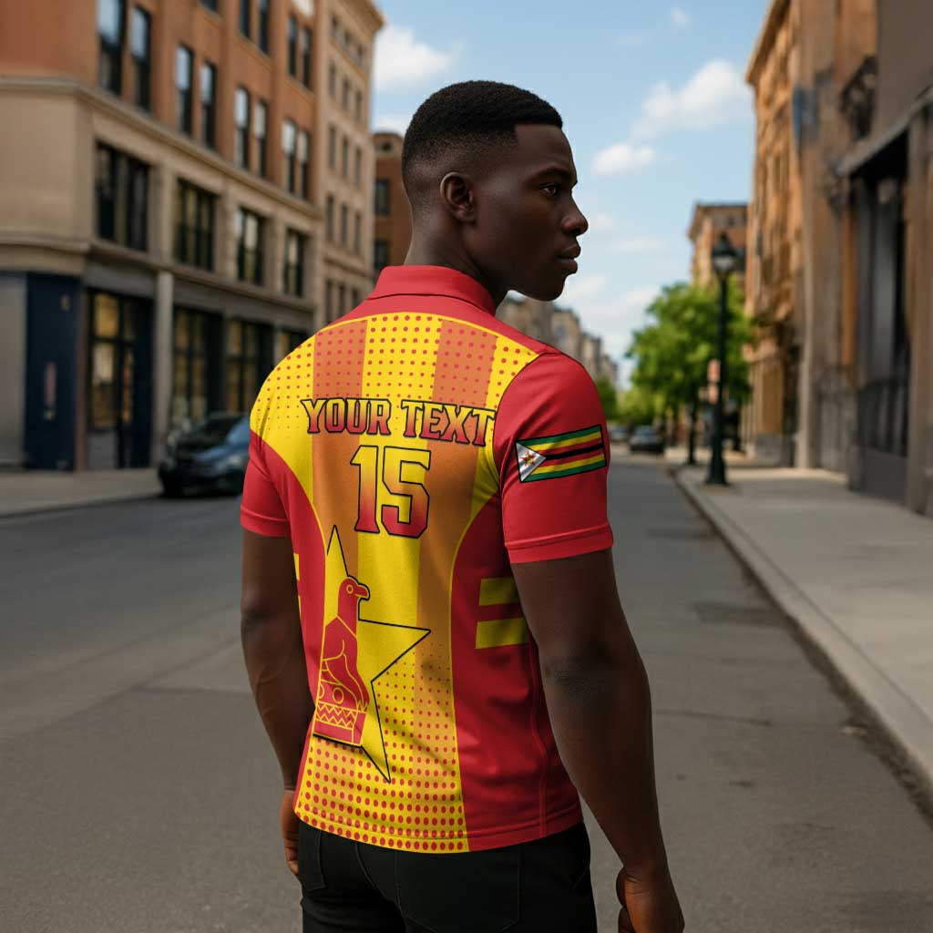 Custom Zimbabwe Cricket Zipper Polo Shirt Go Champions