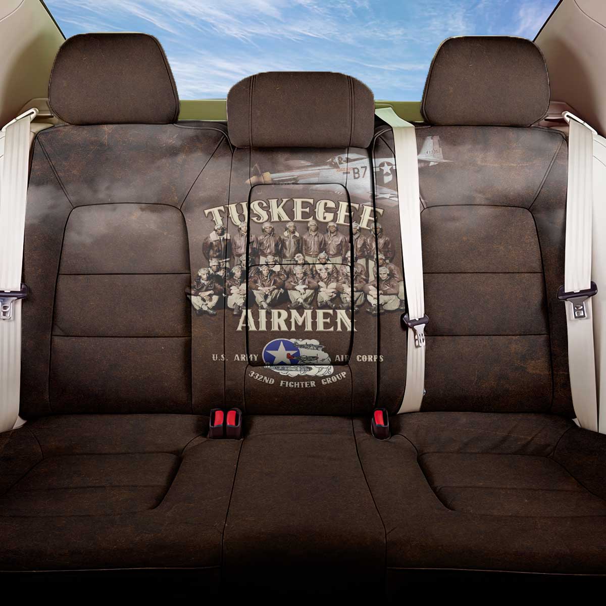 Remembering the Red Tail Heroes Back Car Seat Cover Tuskegee Airmen Legacy Retro Style - African Pride