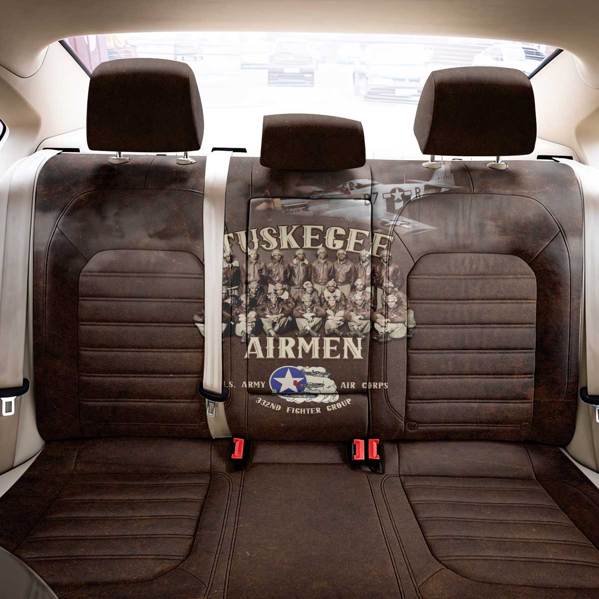 Remembering the Red Tail Heroes Back Car Seat Cover Tuskegee Airmen Legacy Retro Style - African Pride