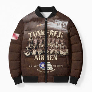 Remembering Tuskegee Airmen Bomber Puffer Jacket Heroes of the 332nd Squadron Retro Style