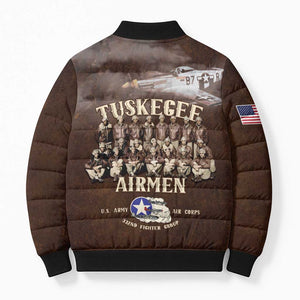 Remembering Tuskegee Airmen Bomber Puffer Jacket Heroes of the 332nd Squadron Retro Style