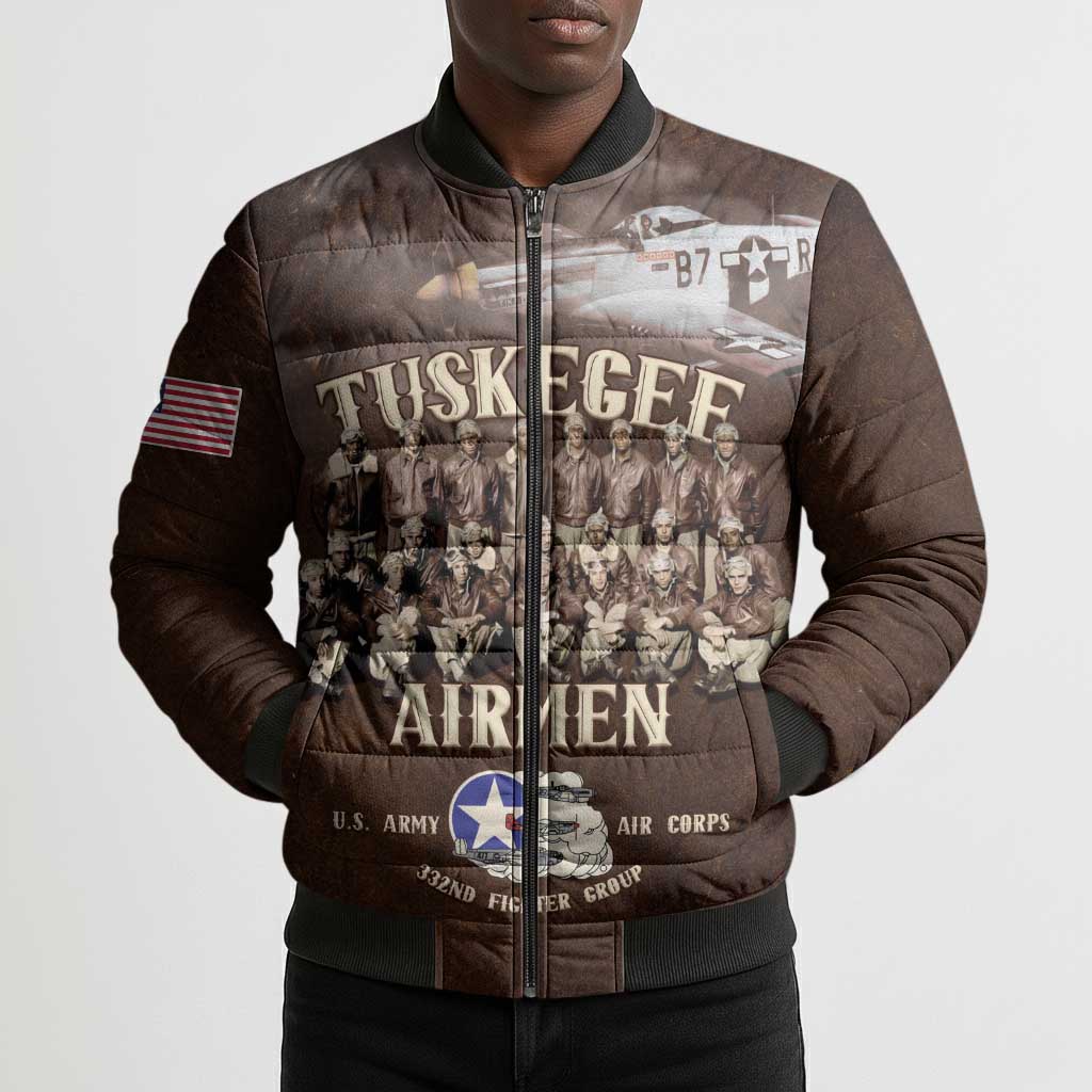 Remembering Tuskegee Airmen Bomber Puffer Jacket Heroes of the 332nd Squadron Retro Style