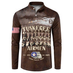 Remembering Tuskegee Airmen Button Sweatshirt Heroes of the 332nd Squadron Retro Style