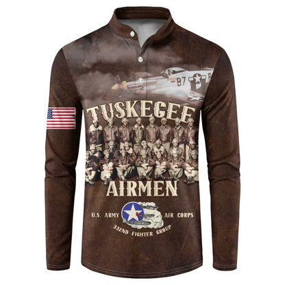 Remembering Tuskegee Airmen Button Sweatshirt Heroes of the 332nd Squadron Retro Style