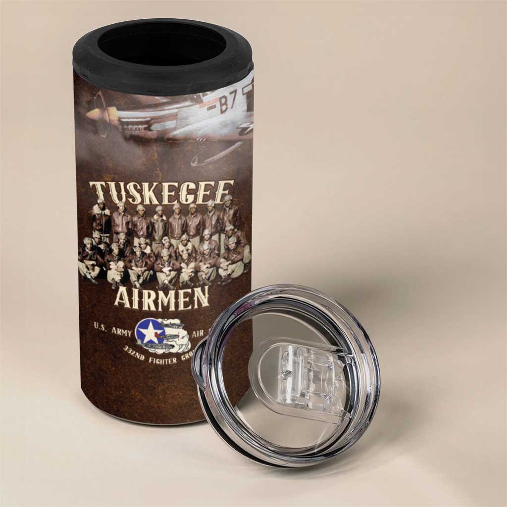 Remembering the Red Tail Heroes 4 in 1 Can Cooler Tumbler Tuskegee Airmen Legacy Retro Style - African Pride