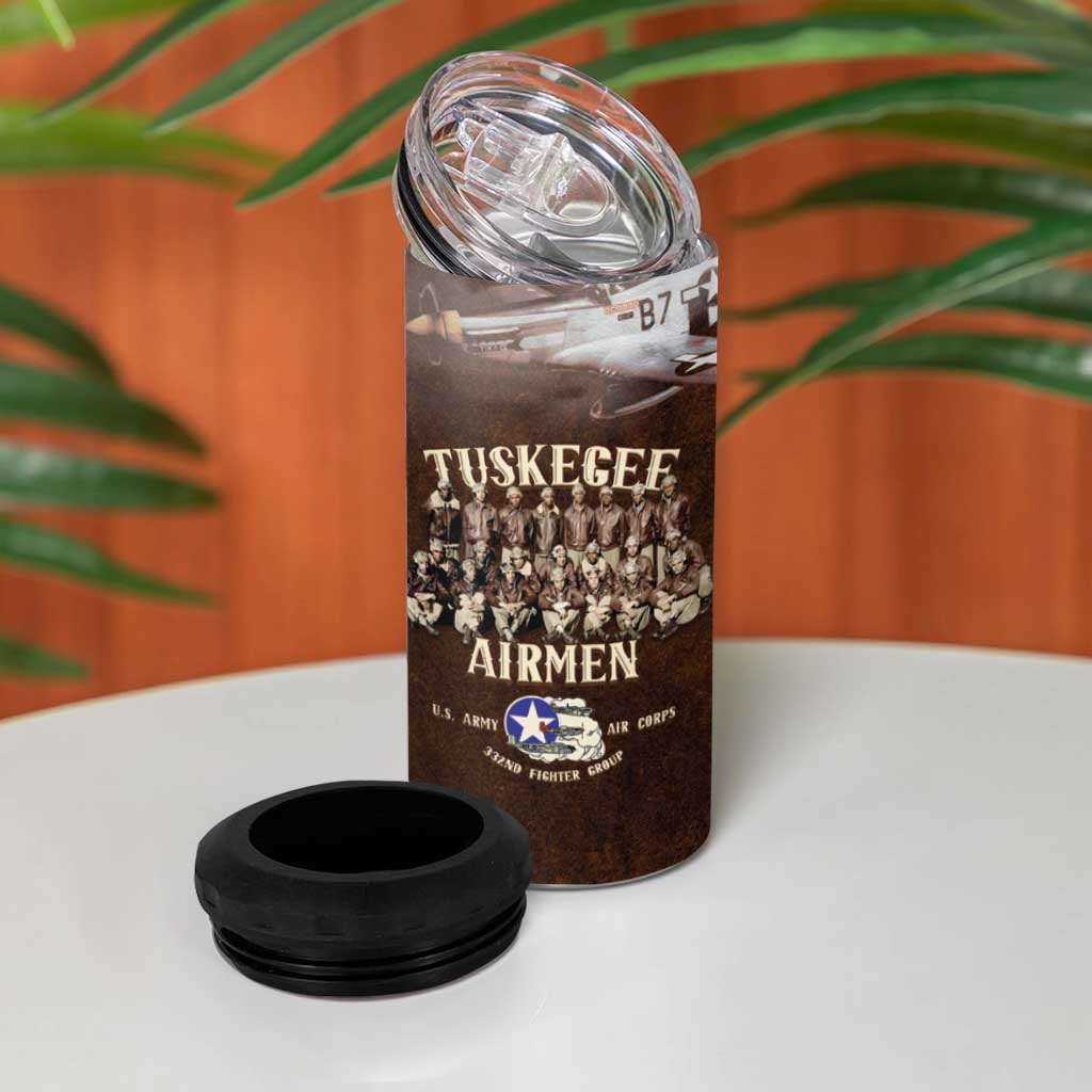 Remembering the Red Tail Heroes 4 in 1 Can Cooler Tumbler Tuskegee Airmen Legacy Retro Style - African Pride