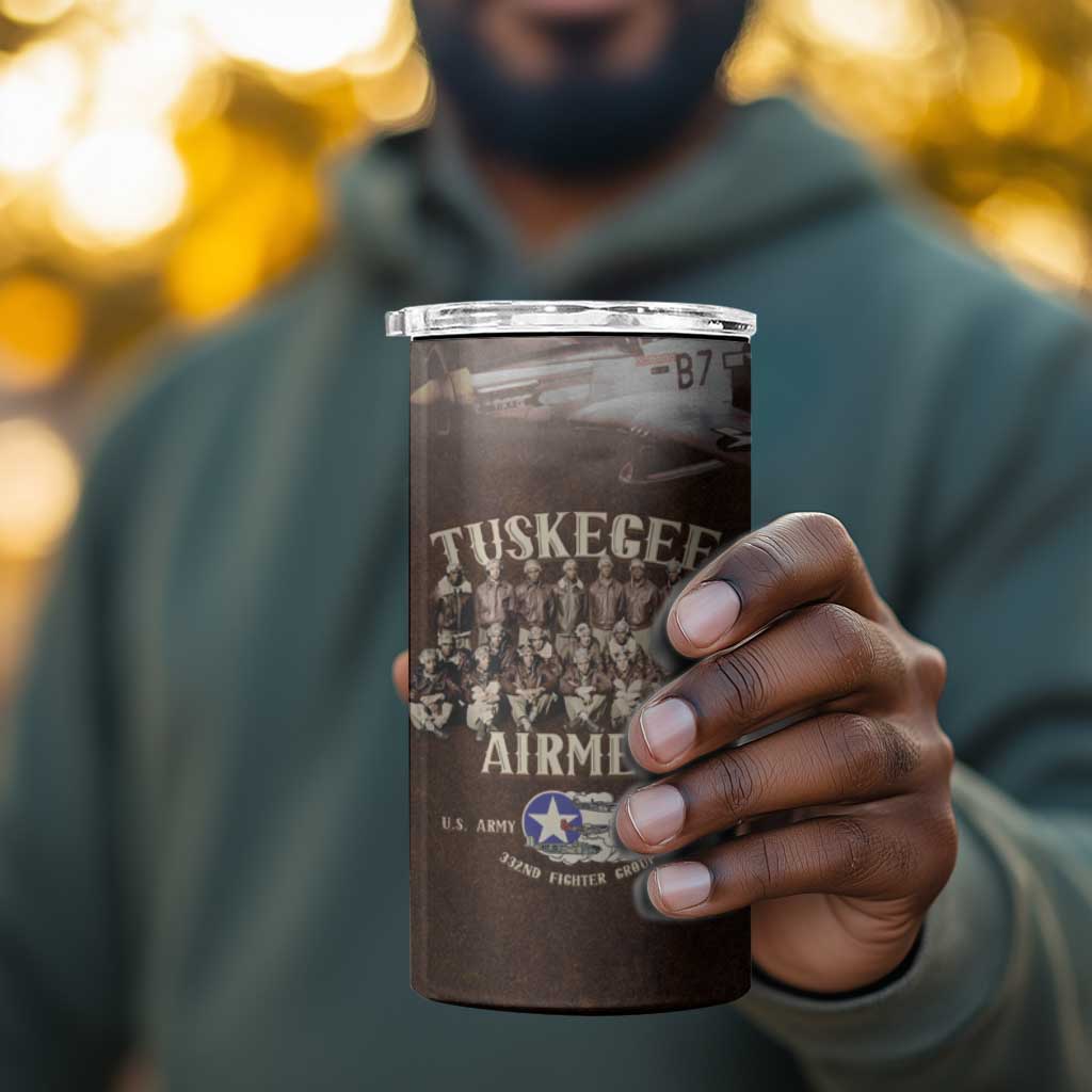 Remembering the Red Tail Heroes 4 in 1 Can Cooler Tumbler Tuskegee Airmen Legacy Retro Style - African Pride