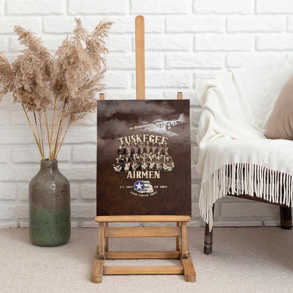 Remembering the Red Tail Heroes Canvas Wall Art Tuskegee Airmen Legacy Retro Style - African Pride