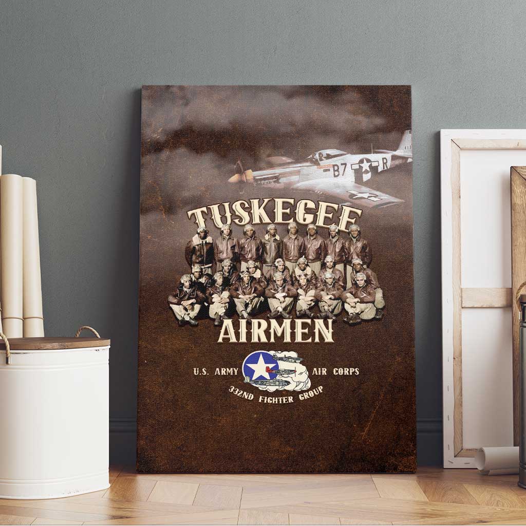 Remembering the Red Tail Heroes Canvas Wall Art Tuskegee Airmen Legacy Retro Style - African Pride