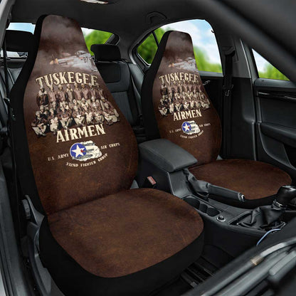 Remembering the Red Tail Heroes Car Seat Cover Tuskegee Airmen Legacy Retro Style - African Pride