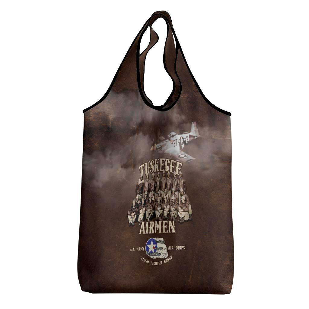 Remembering the Red Tail Heroes Grocery Bag Tuskegee Airmen Legacy Retro Style - African Pride