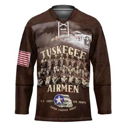 Remembering Tuskegee Airmen Hockey Jersey Heroes of the 332nd Squadron Retro Style