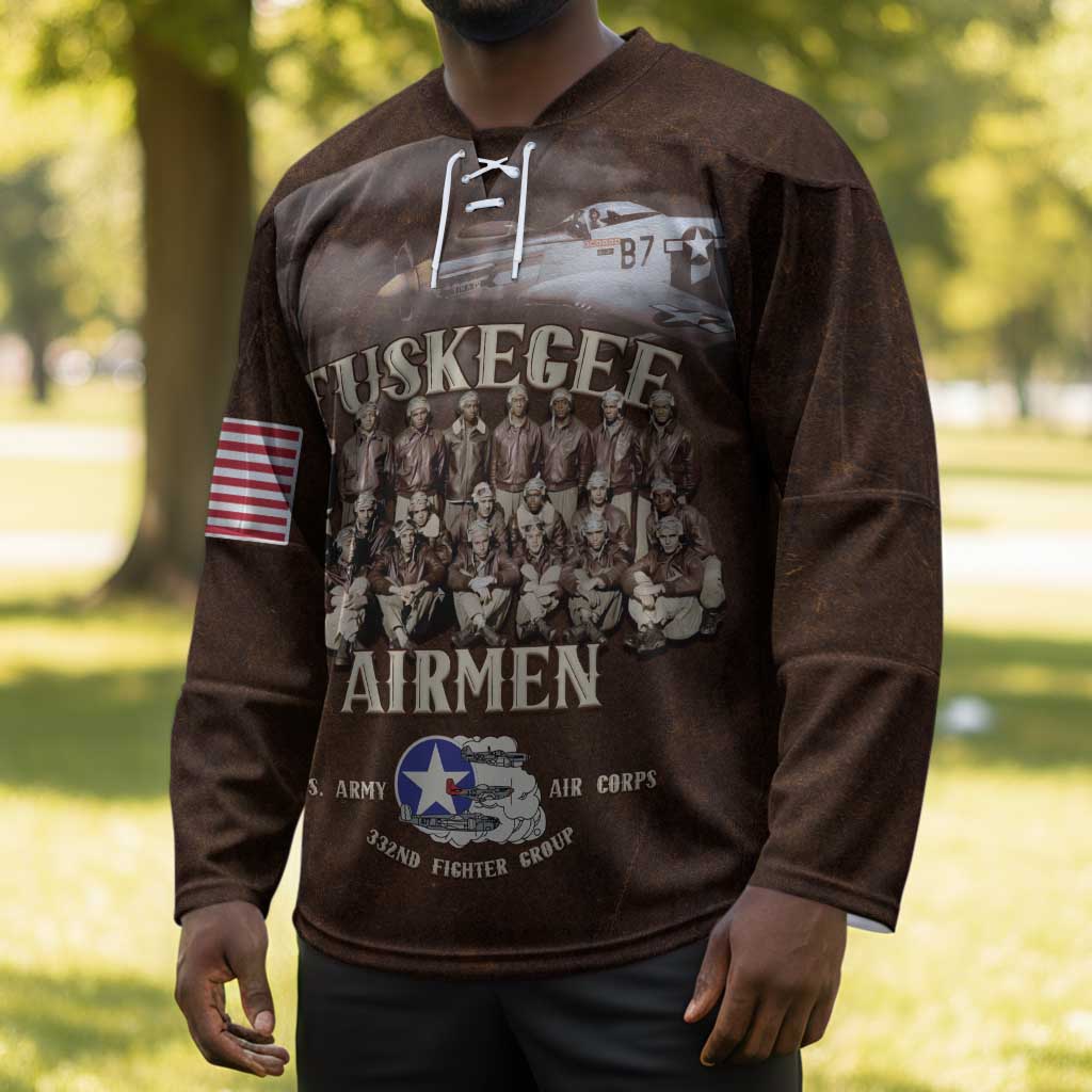Remembering Tuskegee Airmen Hockey Jersey Heroes of the 332nd Squadron Retro Style