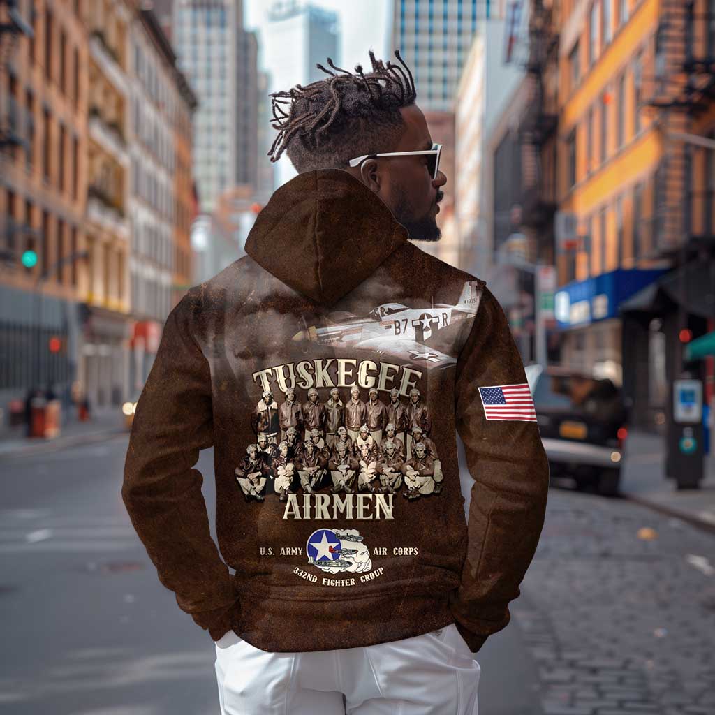 Remembering the Red Tail Heroes Hoodie Tuskegee Airmen Legacy Retro Style - African Pride