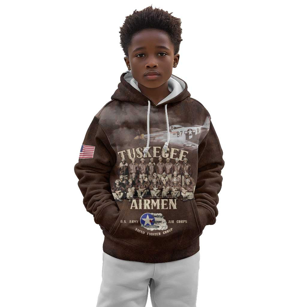Remembering the Red Tail Heroes Kid Hoodie Tuskegee Airmen Legacy Retro Style - African Pride