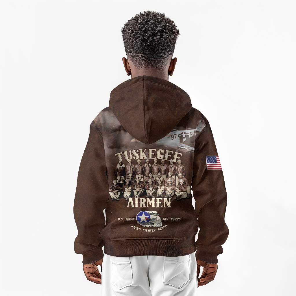 Remembering the Red Tail Heroes Kid Hoodie Tuskegee Airmen Legacy Retro Style - African Pride
