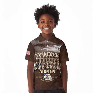 Remembering the Red Tail Heroes Kid Polo Shirt Tuskegee Airmen Legacy Retro Style - African Pride