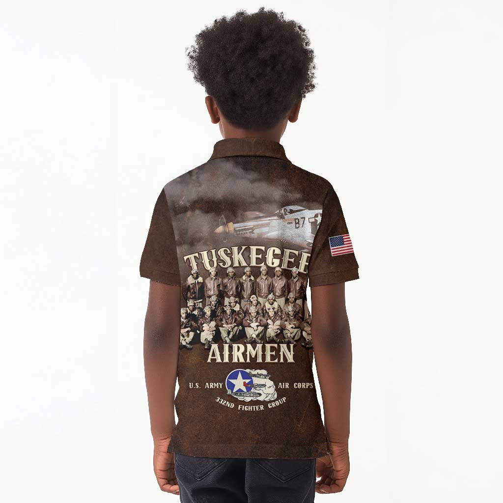Remembering the Red Tail Heroes Kid Polo Shirt Tuskegee Airmen Legacy Retro Style - African Pride