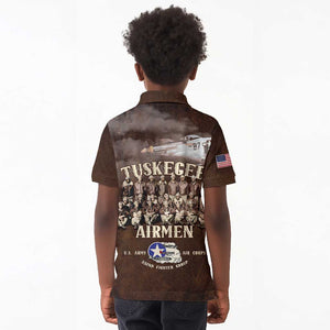 Remembering the Red Tail Heroes Kid Polo Shirt Tuskegee Airmen Legacy Retro Style - African Pride