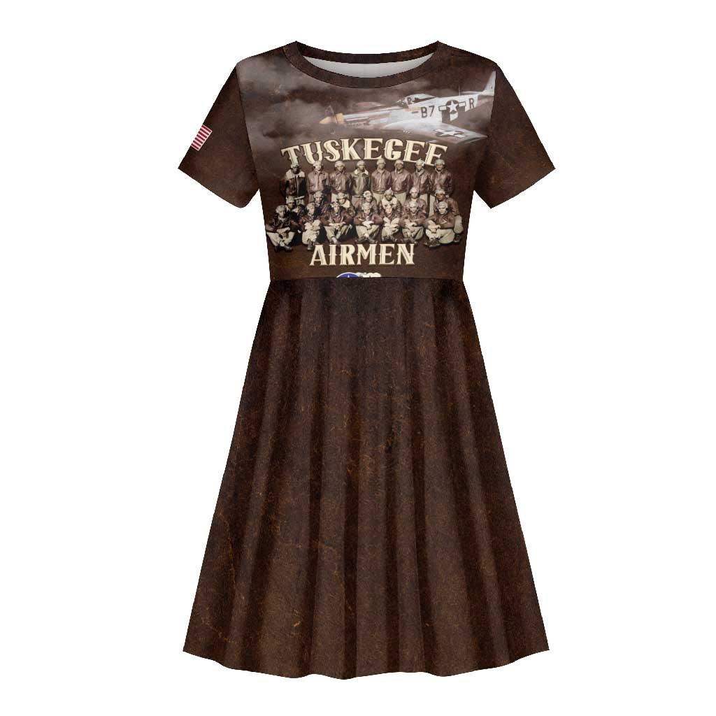 Remembering the Red Tail Heroes Kid Short Sleeve Dress Tuskegee Airmen Legacy Retro Style - African Pride