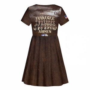 Remembering the Red Tail Heroes Kid Short Sleeve Dress Tuskegee Airmen Legacy Retro Style - African Pride