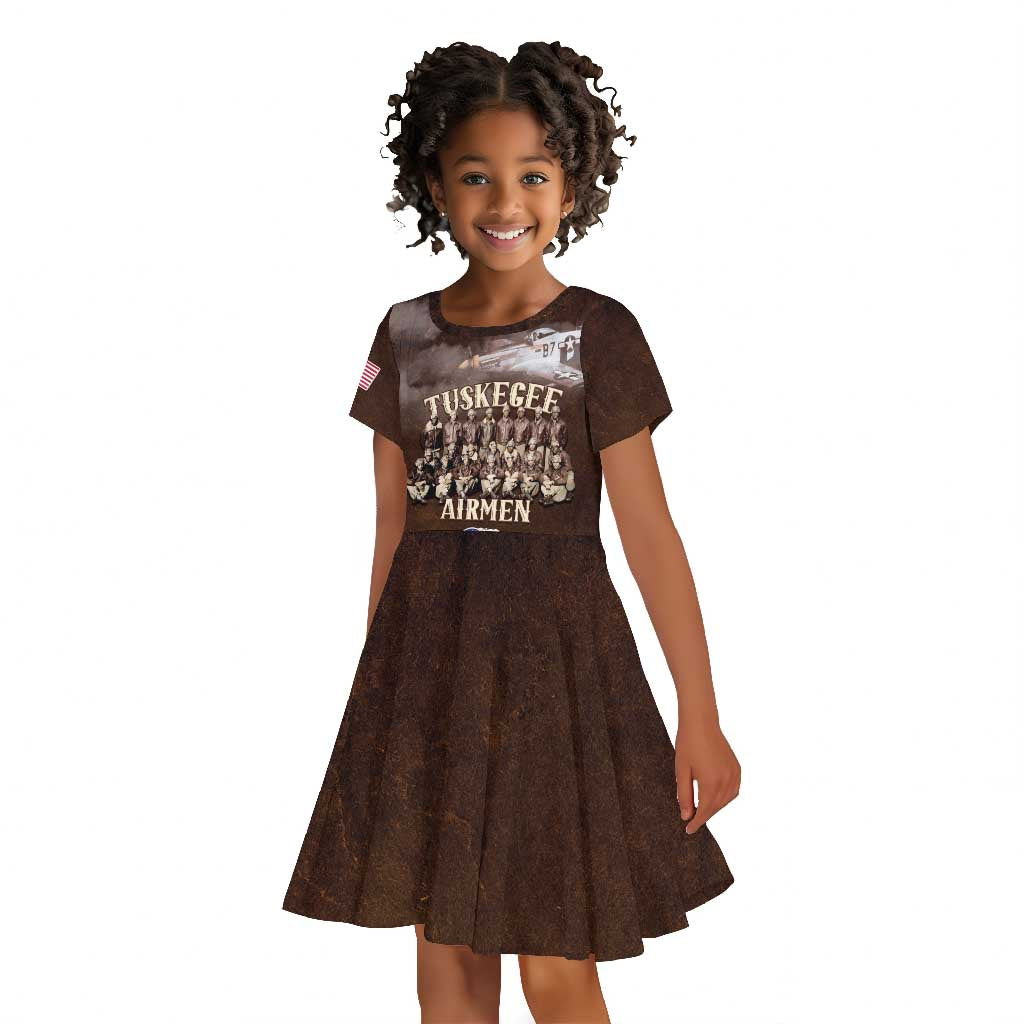 Remembering the Red Tail Heroes Kid Short Sleeve Dress Tuskegee Airmen Legacy Retro Style - African Pride