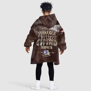 Remembering the Red Tail Heroes Kid Wearable Blanket Hoodie Tuskegee Airmen Legacy Retro Style - African Pride
