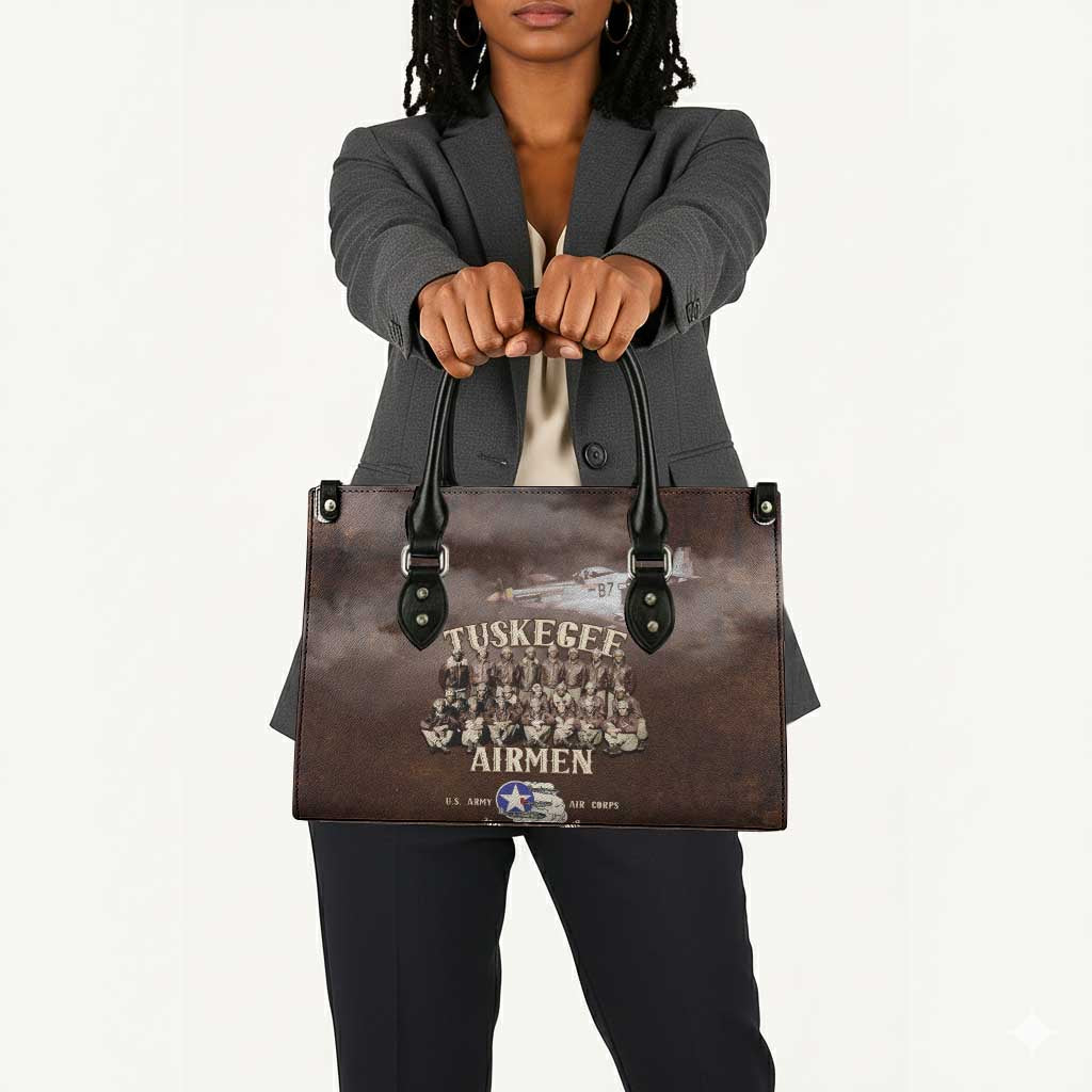 Remembering Tuskegee Airmen Leather Bag Heroes of the 332nd Squadron Retro Style