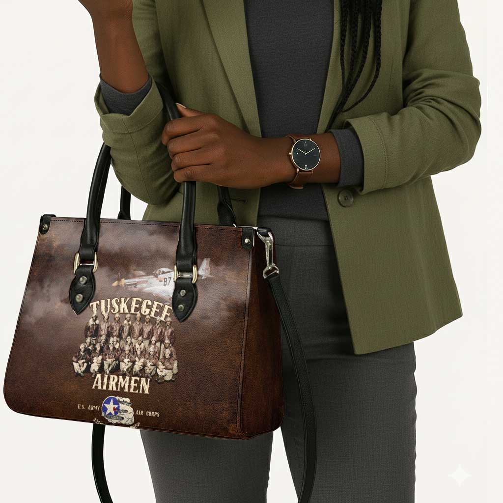 Remembering Tuskegee Airmen Leather Bag Heroes of the 332nd Squadron Retro Style