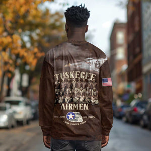 Remembering the Red Tail Heroes Long Sleeve Shirt Tuskegee Airmen Legacy Retro Style - African Pride